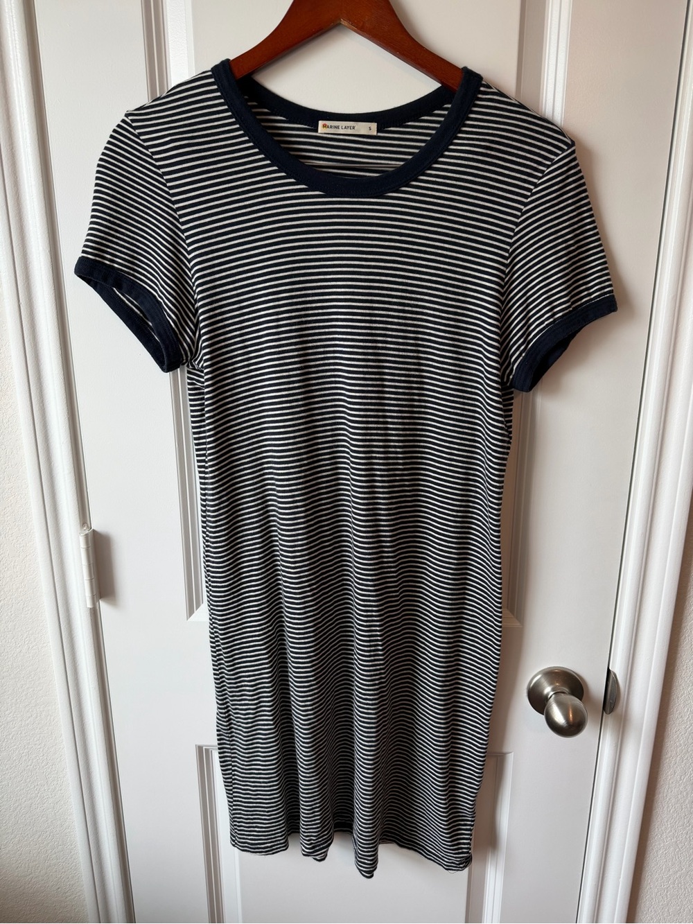 ⚡️Marine Layer Striped Navy and White T-Shirt Dress